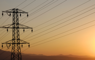 Electric Pylon with a sunset background